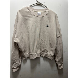 Women's Adidas Beige Cropped Sweatshirt S with Black Logo